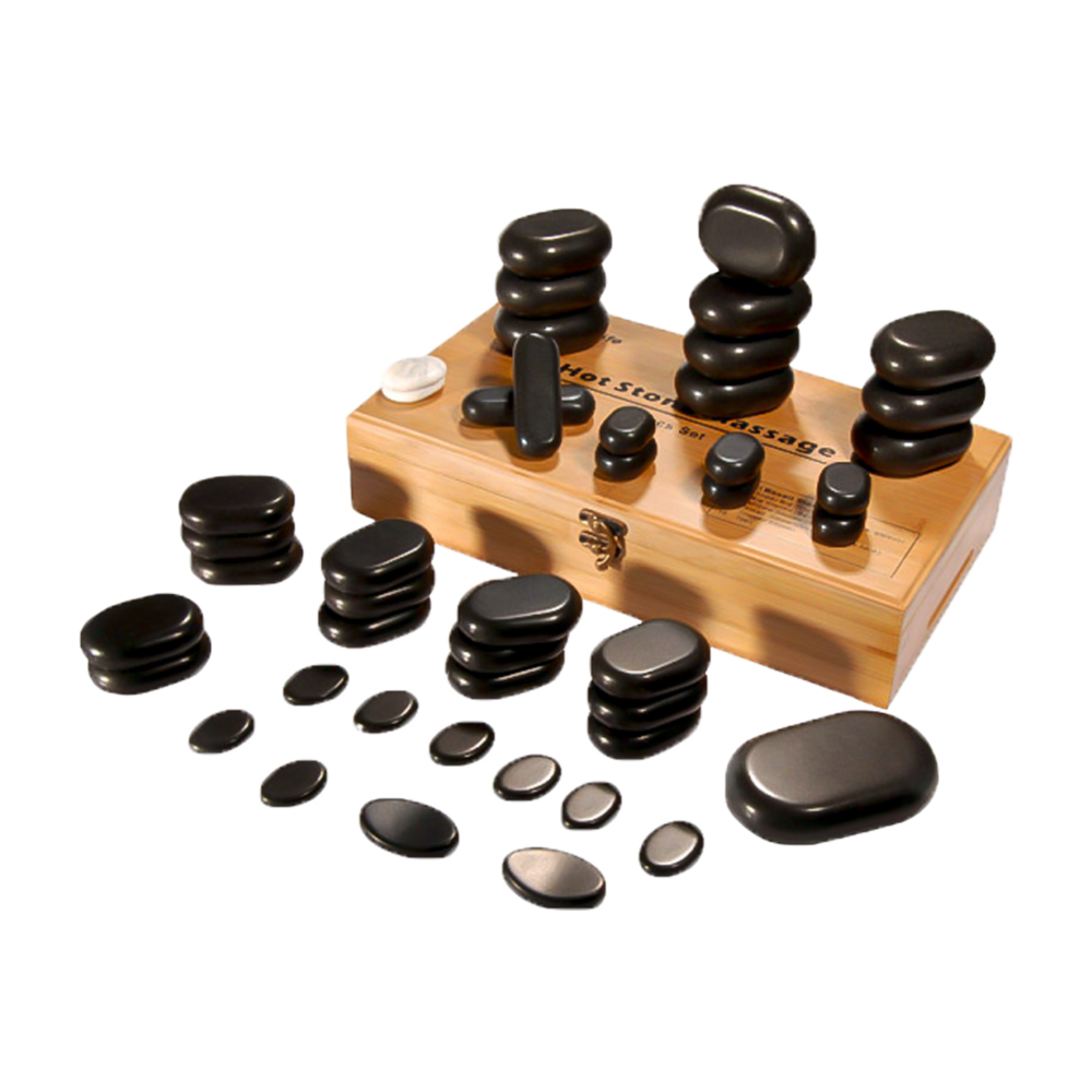 Conjunto de 45 Pedras Quentes Basalto - Vários Tamanhos