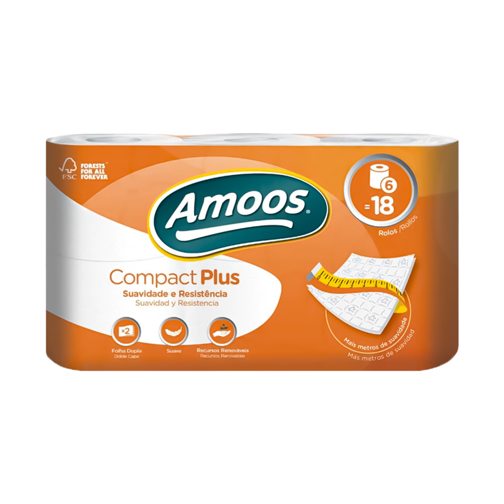 Papel higiénico de doble capa, compacto - 50 m (42 rollos/bolsa)