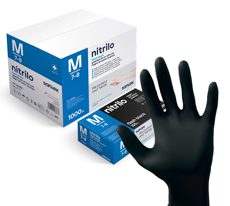 Luva Nitrilo Extra Resistente Preta (100 unid)