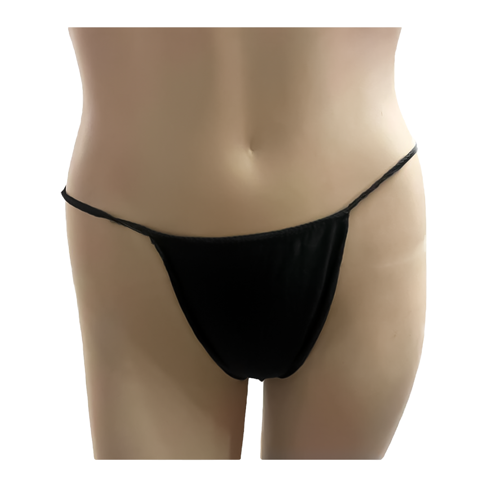 Tanga de Senhora Descartável de Algodão Preta (50 unid)