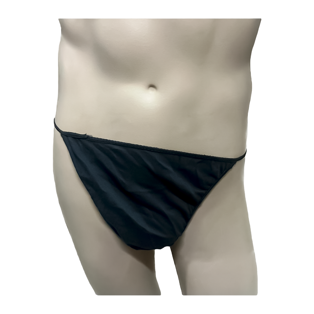 Tanga de Homem Descartável de Algodão Preta (50 unid)